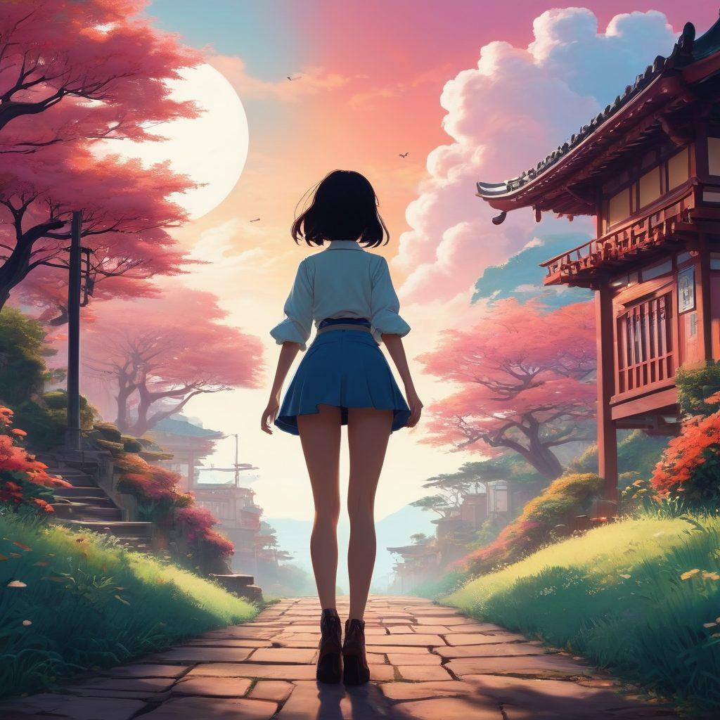 A vibrant and colorful collage that represents the duality of animated adventures and mature adult art in the hentai universe. On one side, playful characters from animated worlds interacting joyfully, while on the other, more sophisticated artistic representations of adult themes, blending seamlessly through swirling magical elements. Incorporate a soft gradient background to enhance the dreamy atmosphere. Anime-inspired, bold lines, and bright palettes. super-realistic. vibrant colors. 3D.