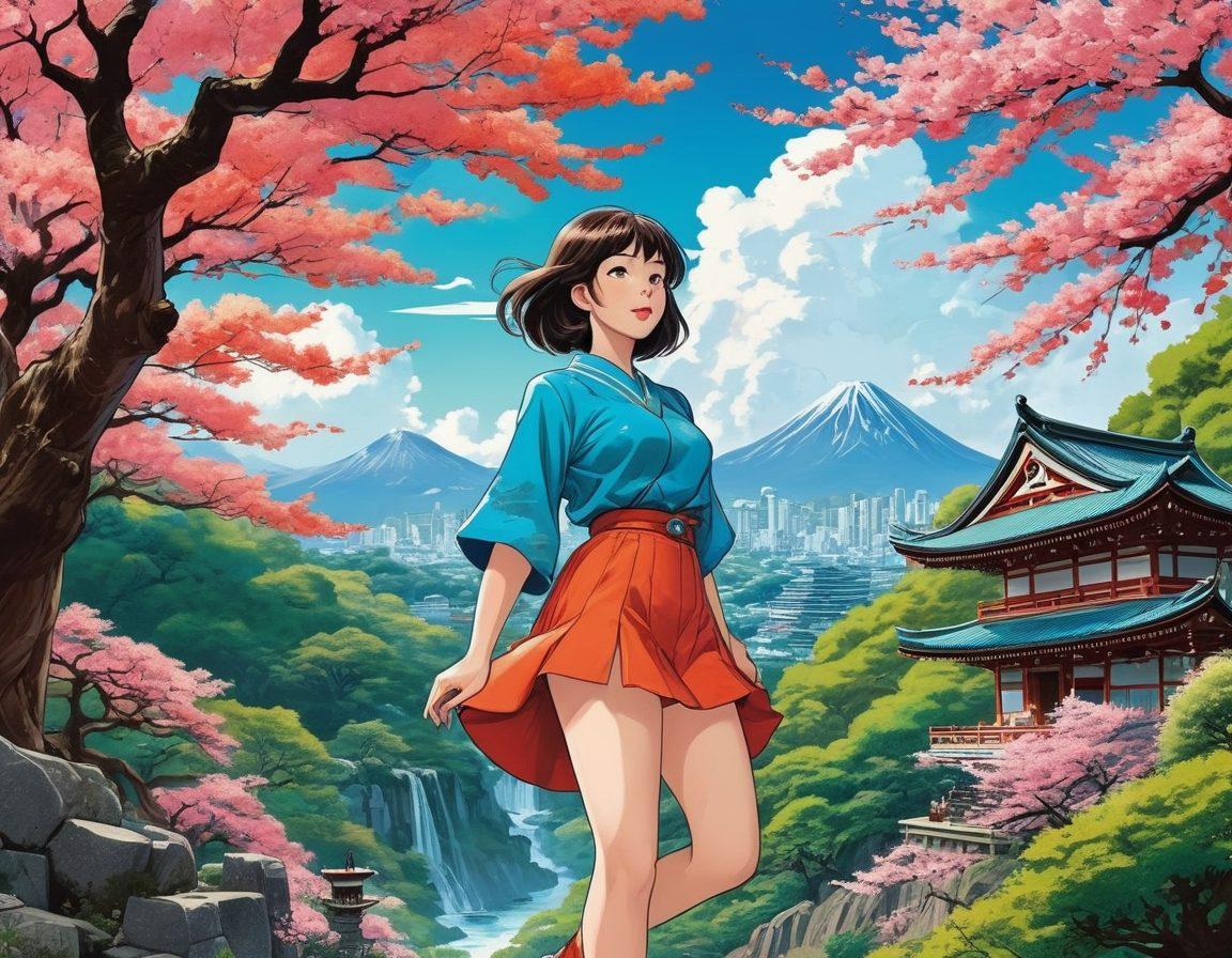 A vibrant collage featuring iconic anime and manga characters in playful poses, surrounded by colorful scenes of adult entertainment. Include elements like stylized speech bubbles, intricate backgrounds with fantasy landscapes, and hints of Japanese culture. The aesthetic should be playful yet respectful, enticing viewers with a blend of adventure and sensuality. Illustrate in a dynamic comic book style with bold colors and exaggerated expressions. anime, vibrant colors, comic book style.